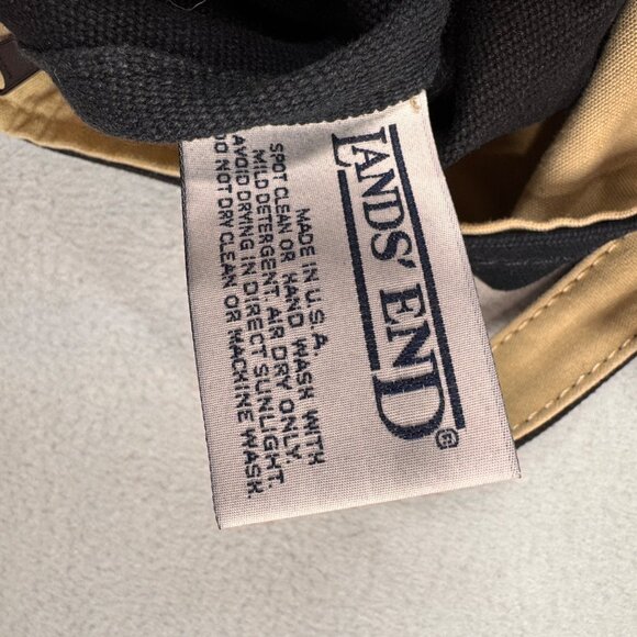 Vintage Lands End Tote Bag Black Canvas Boat Beach Blank Name Tag Key Clip - Picture 6 of 7